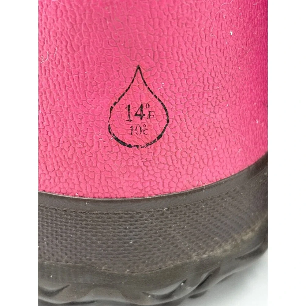 Glosh Bogs Girls 5 Pink Rubber Rain Snow Boots‎ Purple Trim Waterproof Pull-On